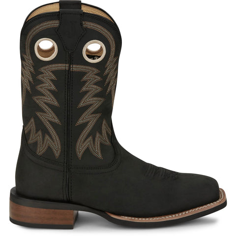 Justin Men's Show Stopper 11" Black Square Toe Cowboy Boot
